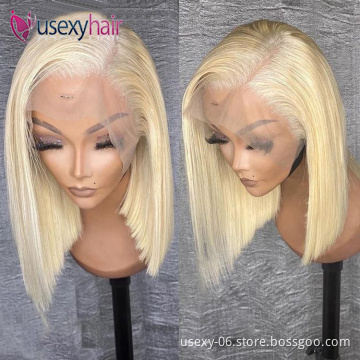 Wholesale Brazilian Hair Wig 613 Blonde Lace Frontal Wig 613 Virgin Hair Short Bob Lace Front Human Hair Wigs For Black Women